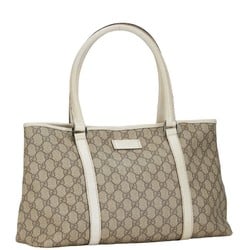 Gucci GG Supreme Handbag Tote Bag 114595 Beige White PVC Leather Women's GUCCI