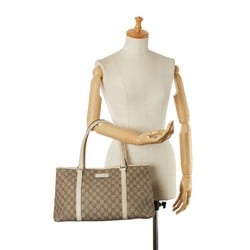 Gucci GG Supreme Handbag Tote Bag 114595 Beige White PVC Leather Women's GUCCI