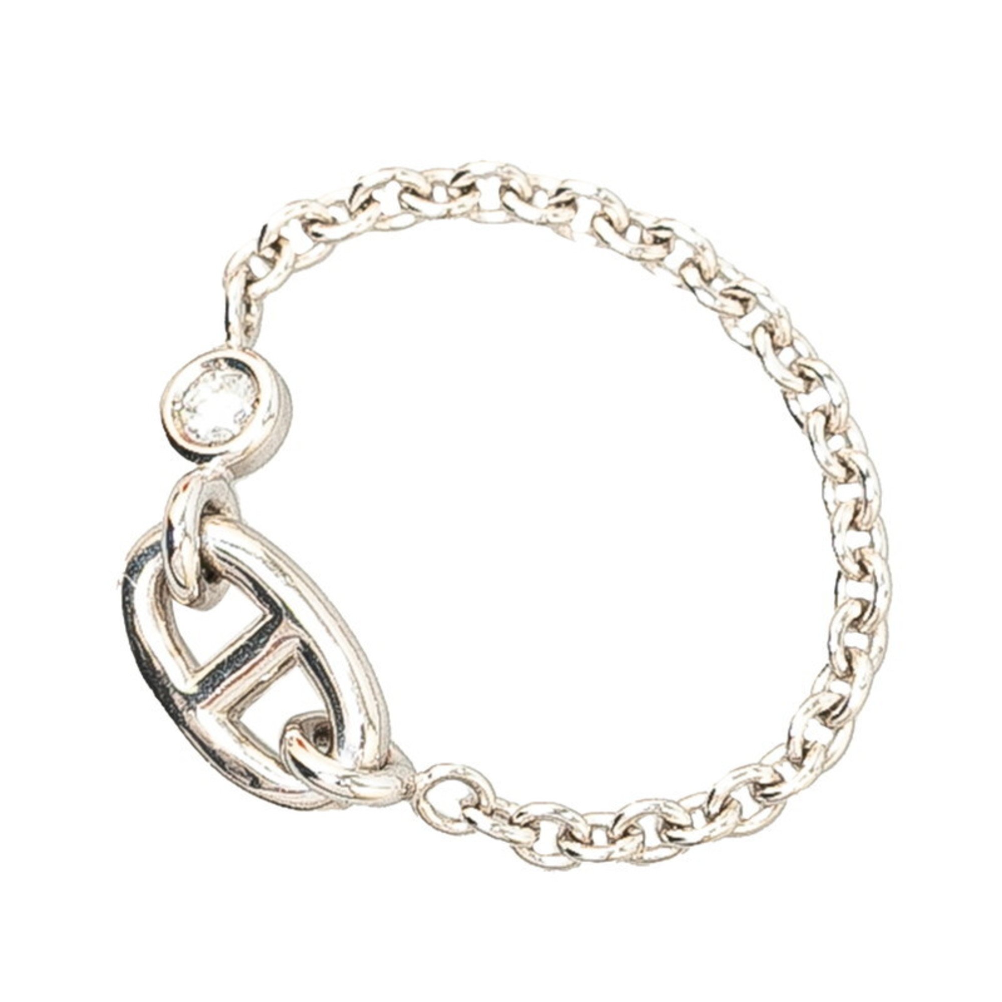 Hermes Chaine d'Ancre Chain Ring #50 K18WG White Gold Women's HERMES