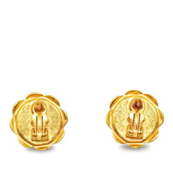 Chanel Coco Mark Flower Motif Earrings Gold Blue Plated Women's CHANEL
