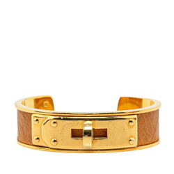 Hermes Kelly Bangle Brown Gold Leather Plated Women's HERMES