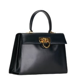 Salvatore Ferragamo Gancini Handbag Shoulder Bag Black Leather Women's