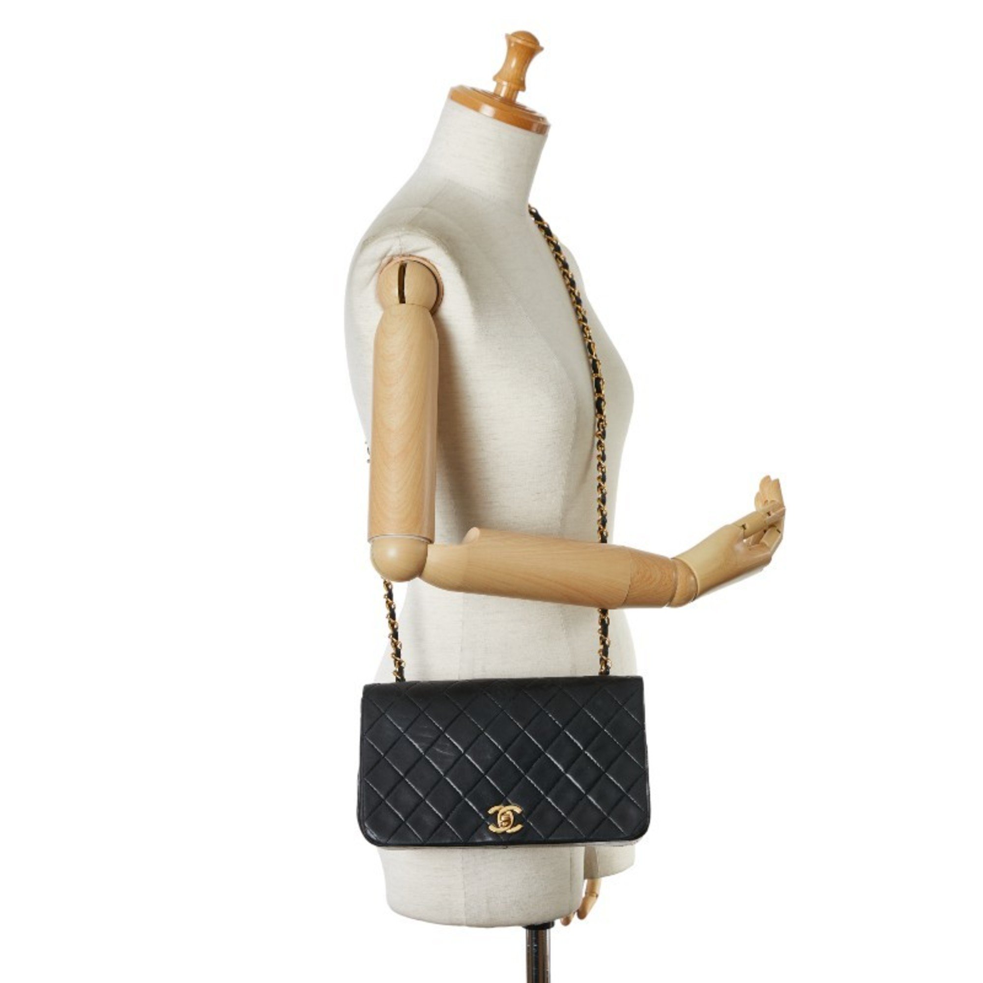 Chanel Matelasse 23 Coco Mark Single Flap Chain Shoulder Bag Black Lambskin Women's CHANEL