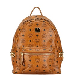 MCM Visetos Studded Backpack MMKAAVE10 Brown Leather Women's