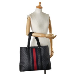 Gucci GG Supreme Sherry Line Tote Bag Shoulder 495560 Black PVC Leather Women's GUCCI