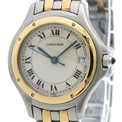 Polished CARTIER Panthere Cougar 18K Gold Steel Ladies Watch 187906 BF572591