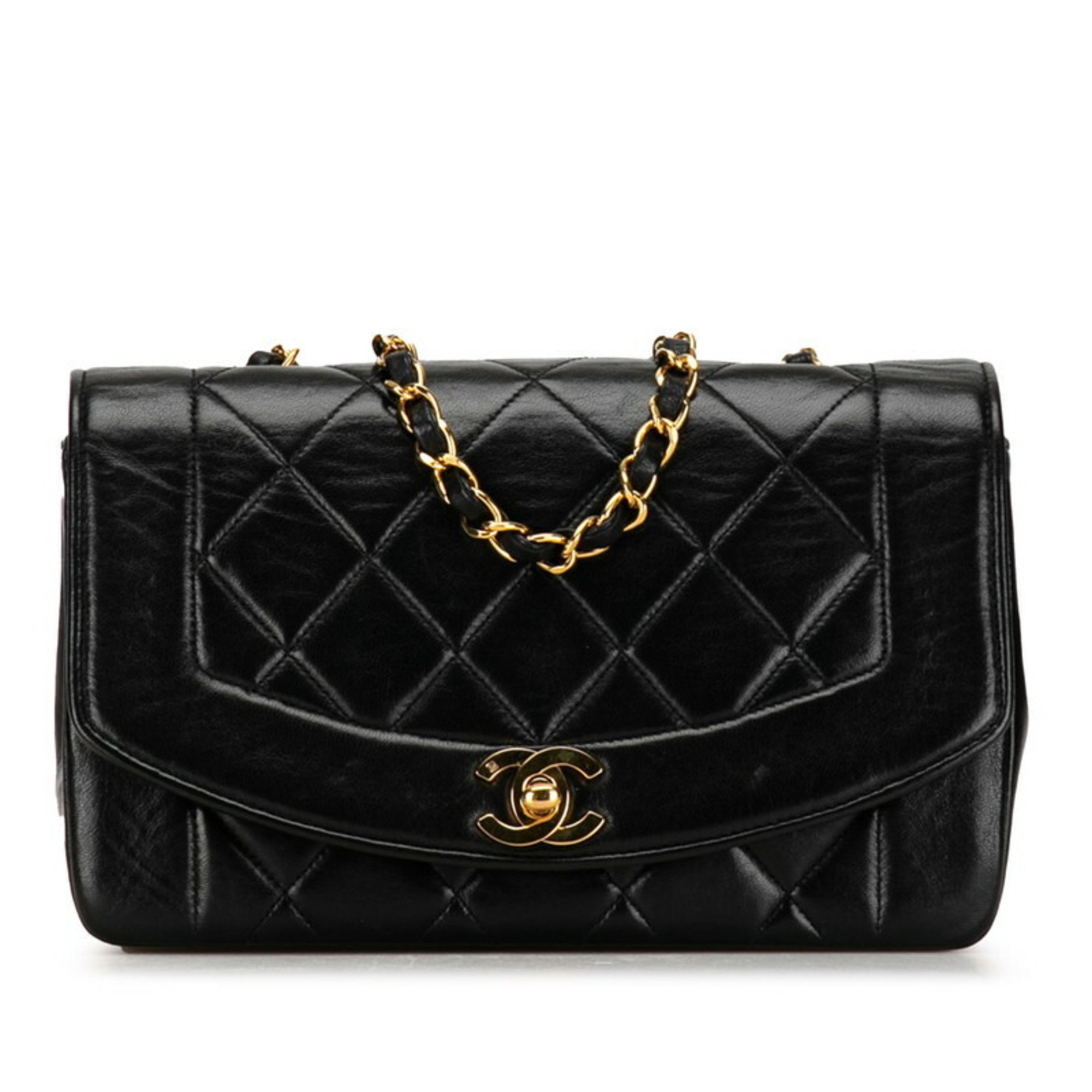 Chanel Matelasse 22 Diana Chain Shoulder Bag A01164 Black Leather Women's CHANEL