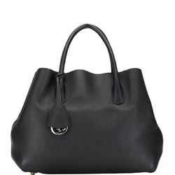 Christian Dior Dior Charm Bar Handbag Tote Bag Black Leather Women's