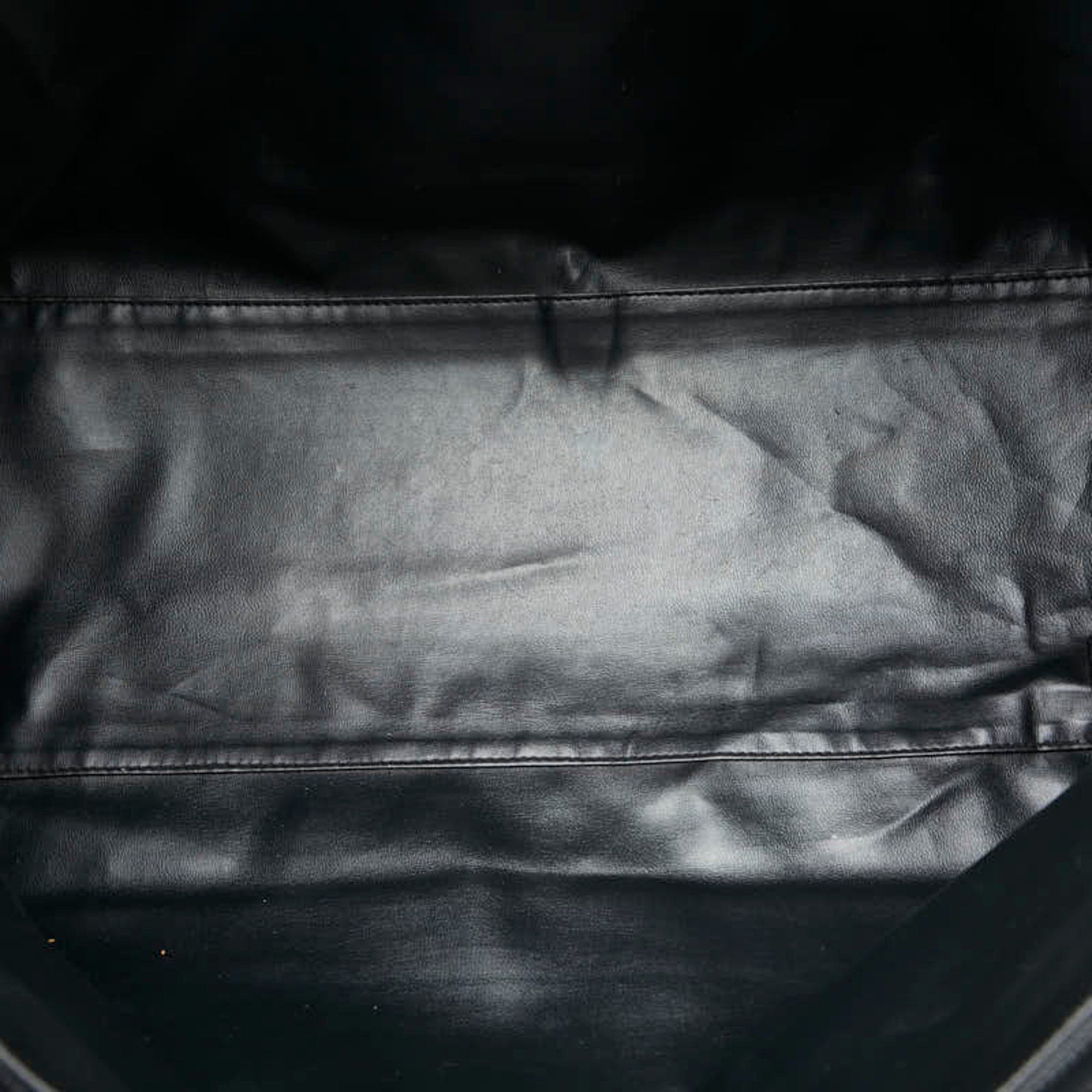 CHANEL Bicolor Coco Mark Chain Tote Bag Black Gold Lambskin Women's