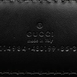 Gucci Interlocking G Guccissima Signature Belt 114984 Black Silver Leather Women's GUCCI