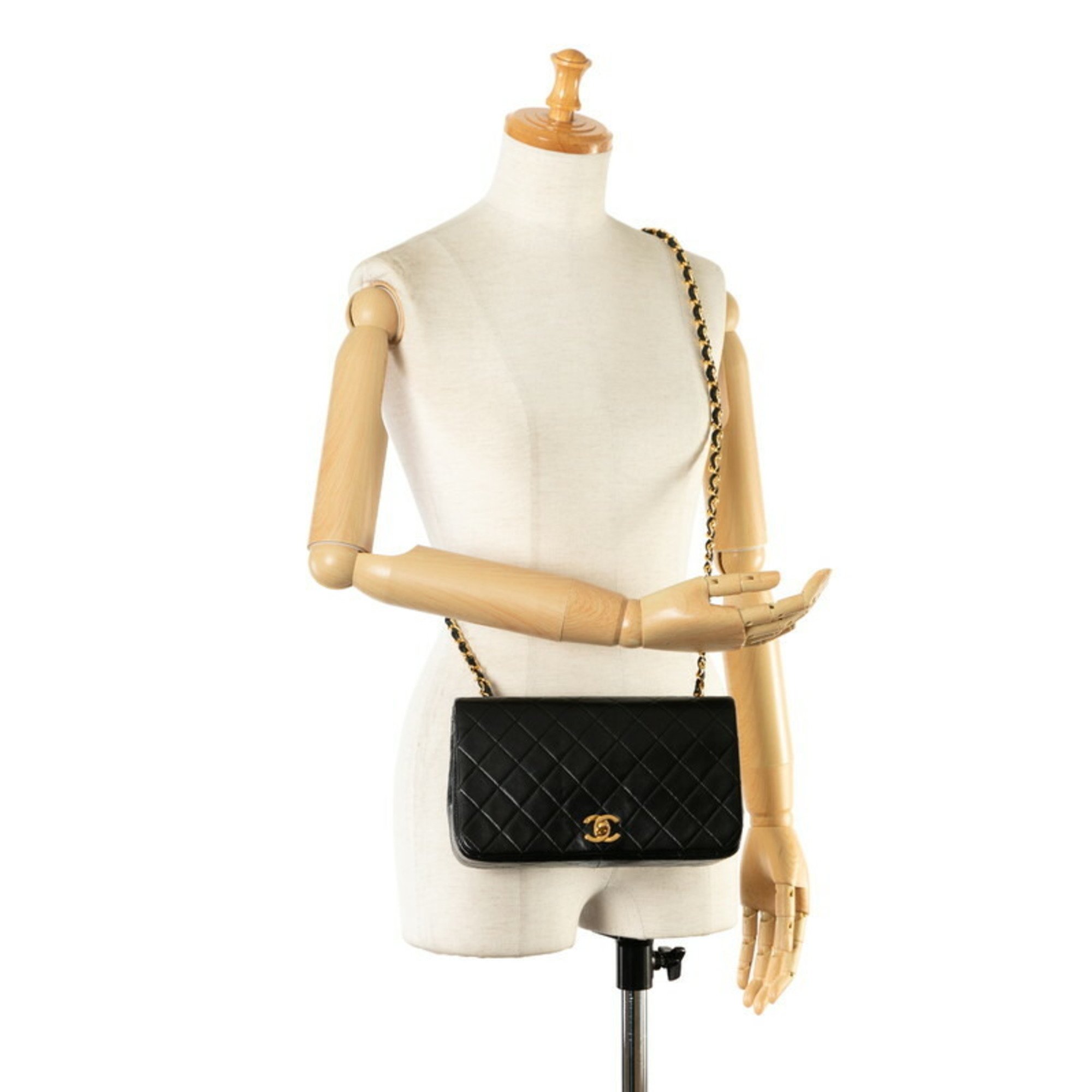 Chanel Matelasse 23 Coco Mark Single Flap Chain Shoulder Bag Black Lambskin Women's CHANEL