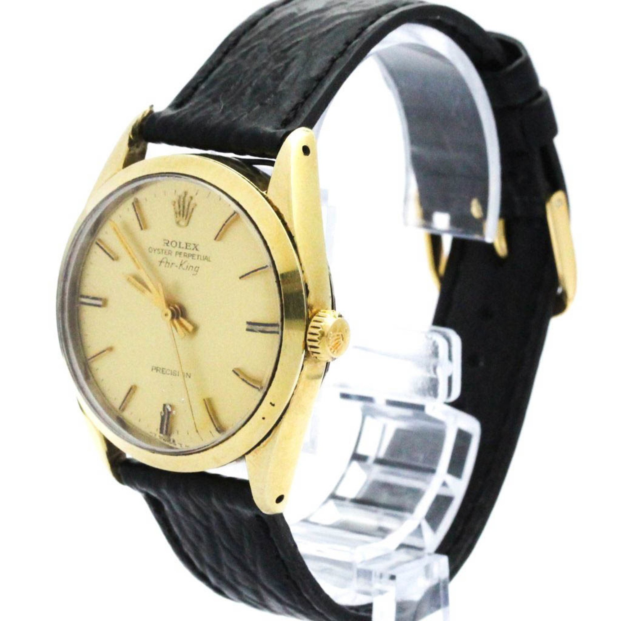 Vintage ROLEX Air King 5520 Gold Plated Leather Automatic Mens Watch BF571664