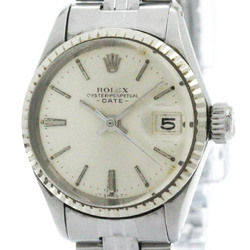 Vintage ROLEX Oyster Perpetual Date 6517 White Gold Steel Ladies Watch BF570554