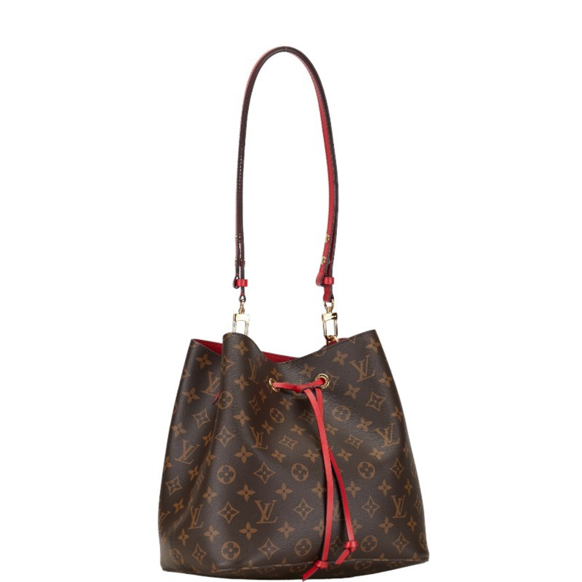 Louis Vuitton Monogram NeoNoe Shoulder Bag M44021 Coquelicot Red Brown PVC Leather Women's LOUIS VUITTON