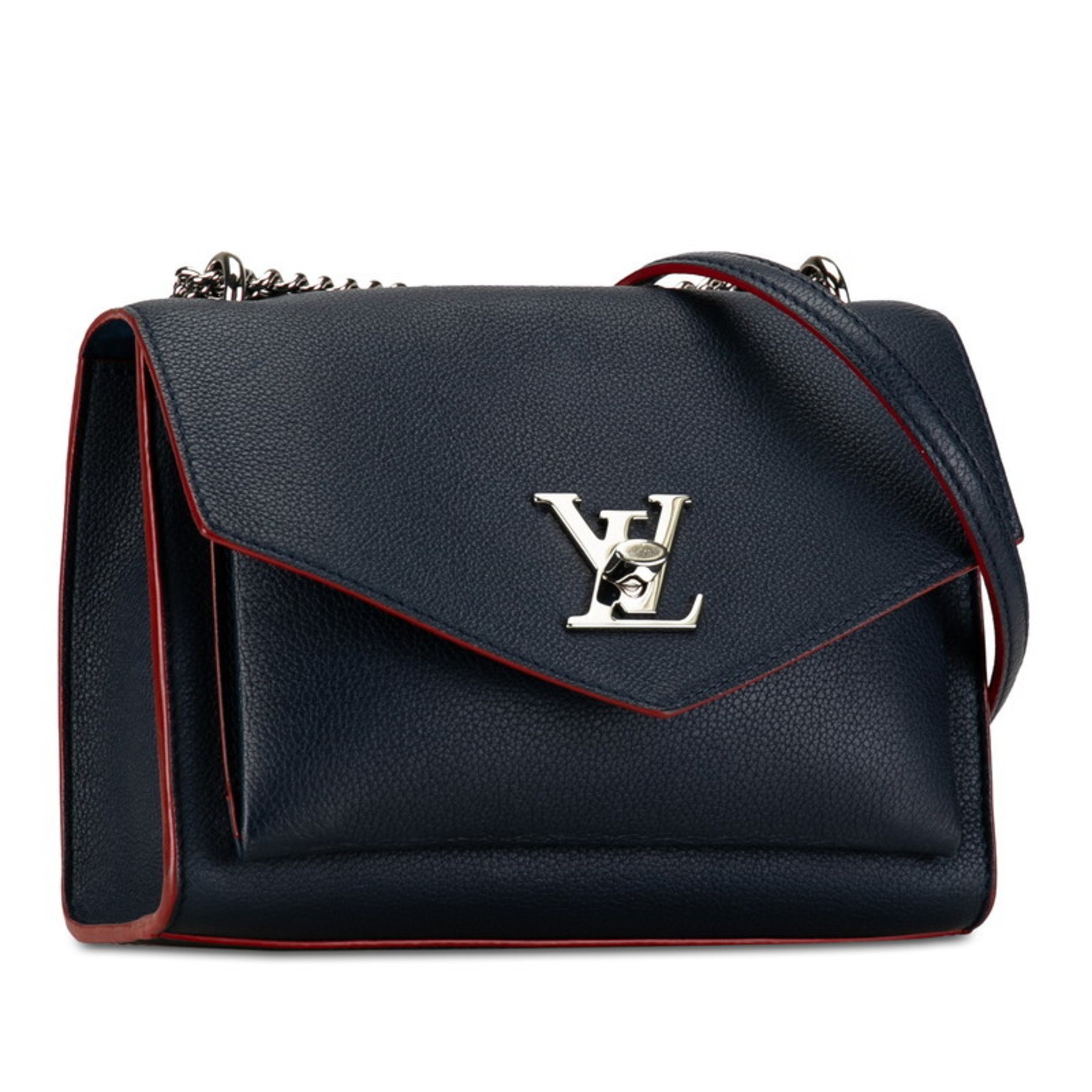 Louis Vuitton My Lock Me BB Handbag Chain Shoulder Bag M53196 Marine Rouge Grained Calf Leather Women's LOUIS VUITTON