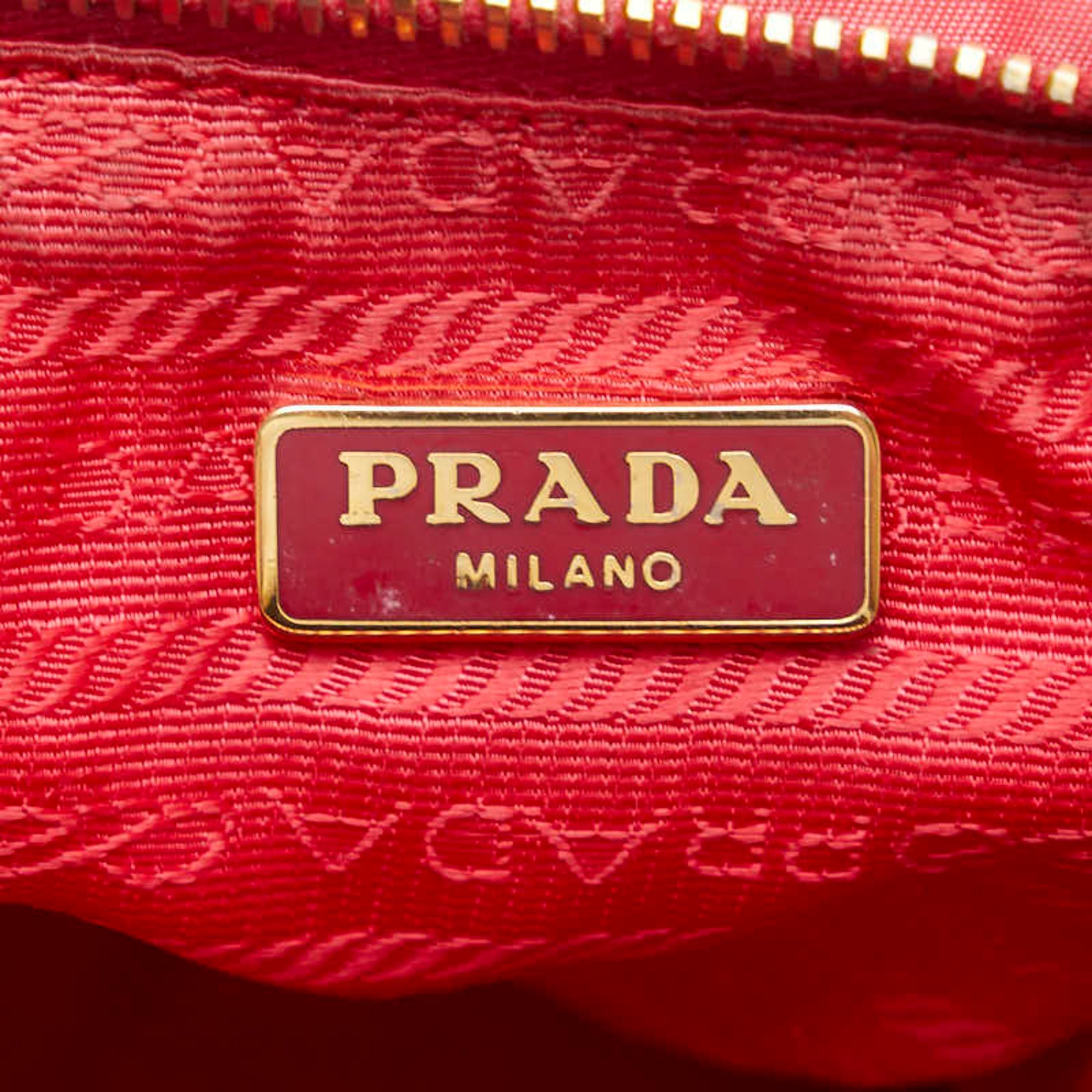 Prada Ribbon Pouch 1N1422 Pink Nylon Leather Women's PRADA