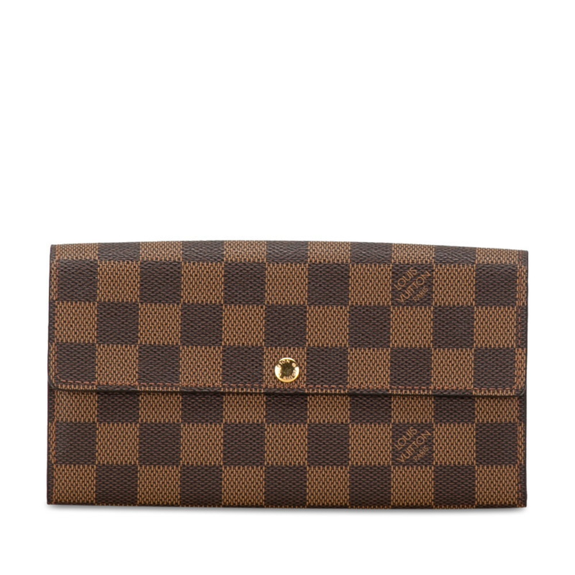 Louis Vuitton Damier Portefeuille Sarah Long Wallet N61734 Brown PVC Leather Women's LOUIS VUITTON