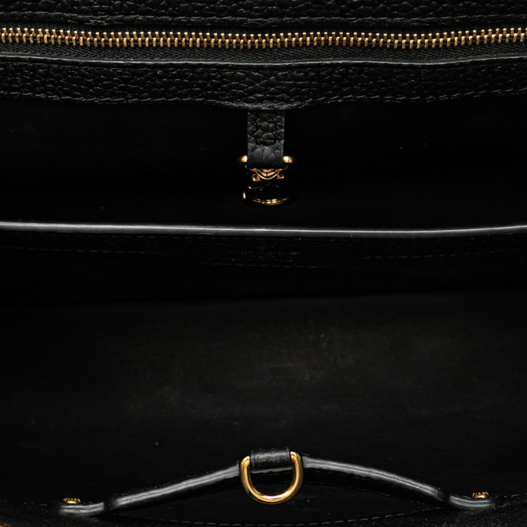 Louis Vuitton Capucines MM Handbag Shoulder Bag M54663 Black Gold Leather Women's LOUIS VUITTON