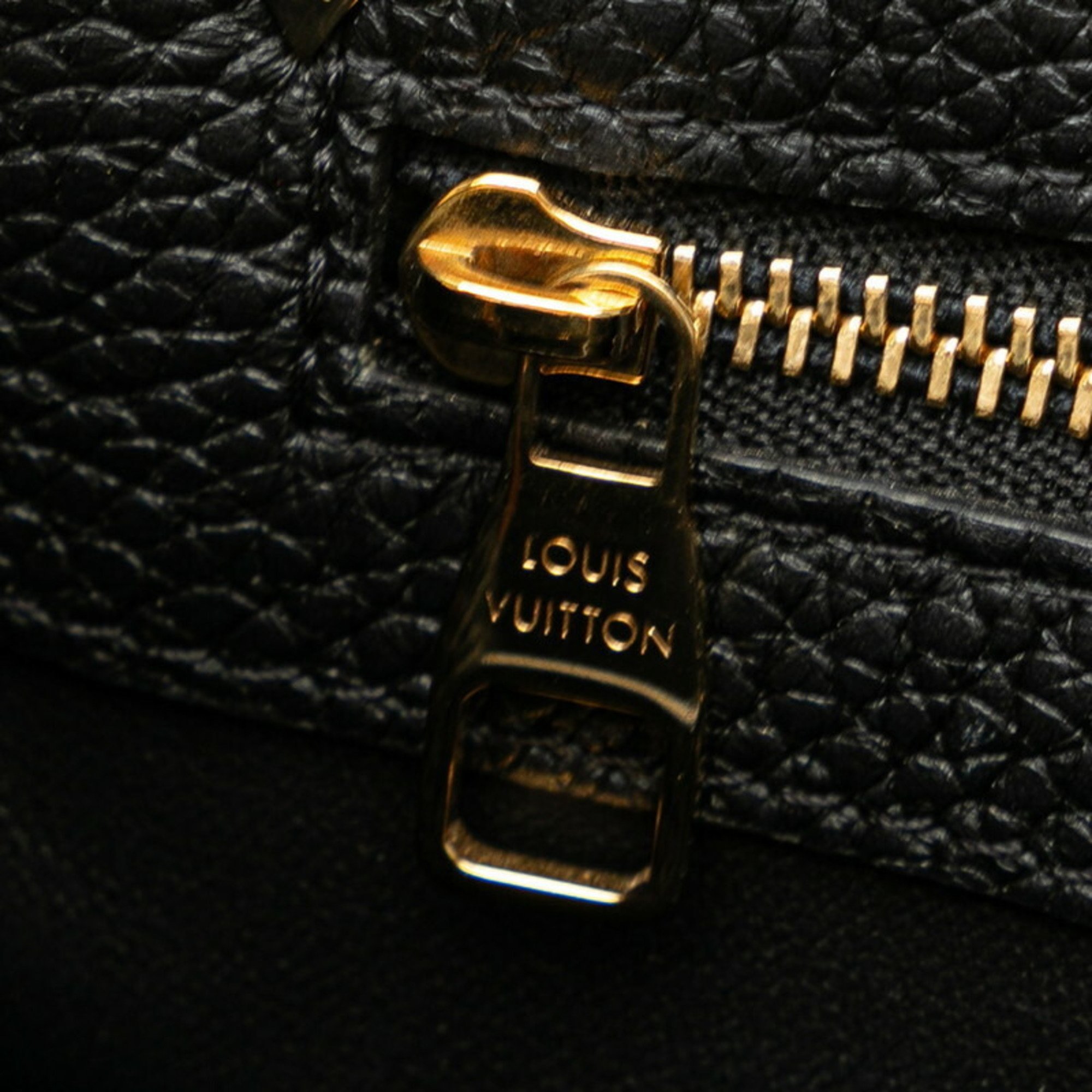 Louis Vuitton Capucines MM Handbag Shoulder Bag M54663 Black Gold Leather Women's LOUIS VUITTON