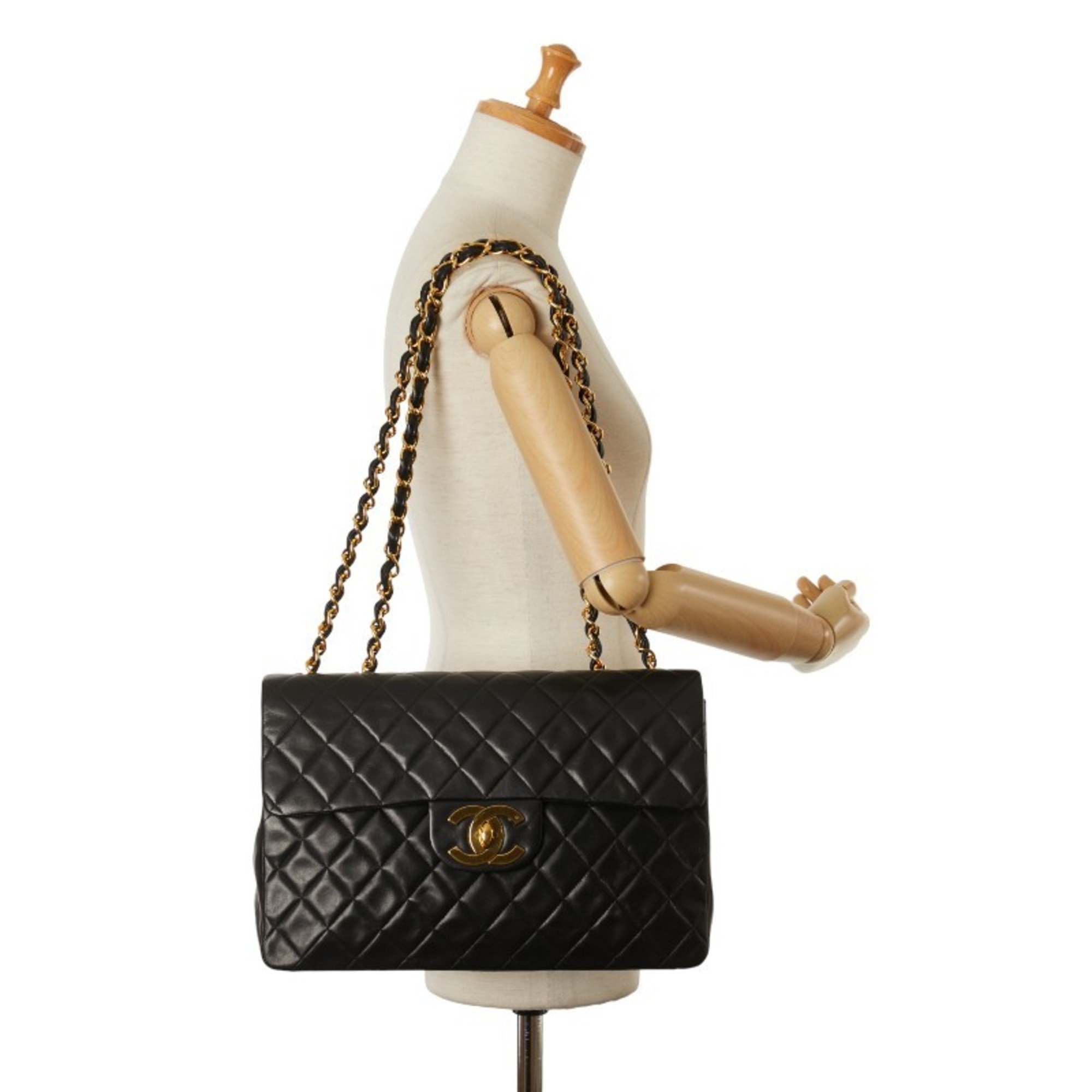 Chanel Matelasse 35 Coco Mark Chain Shoulder Bag Black Leather Women's CHANEL