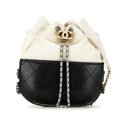Chanel Coco Mark Gabriel Do Purse Bag Shoulder A98787 Black White Leather Women's CHANEL
