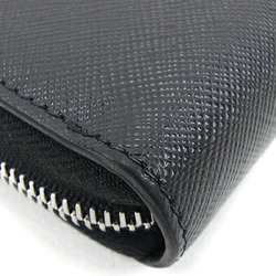 Prada Round Long Wallet 2ML317 Black Leather Men Women PRADA