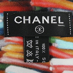 Chanel Large Stole White Multicolor 100% Silk Shawl Fashion Panel Icon Women's CHANEL