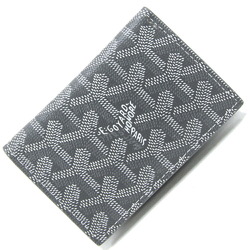 Goyard Business Card Holder Herringbone Malesherbes Grey PVC Coated Canvas Leather Pass Case Men's GOYARD