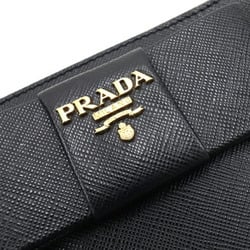 Prada Clutch Bag 1NH001 Black Leather Multi Pouch Ribbon Women's Wristlet PRADA