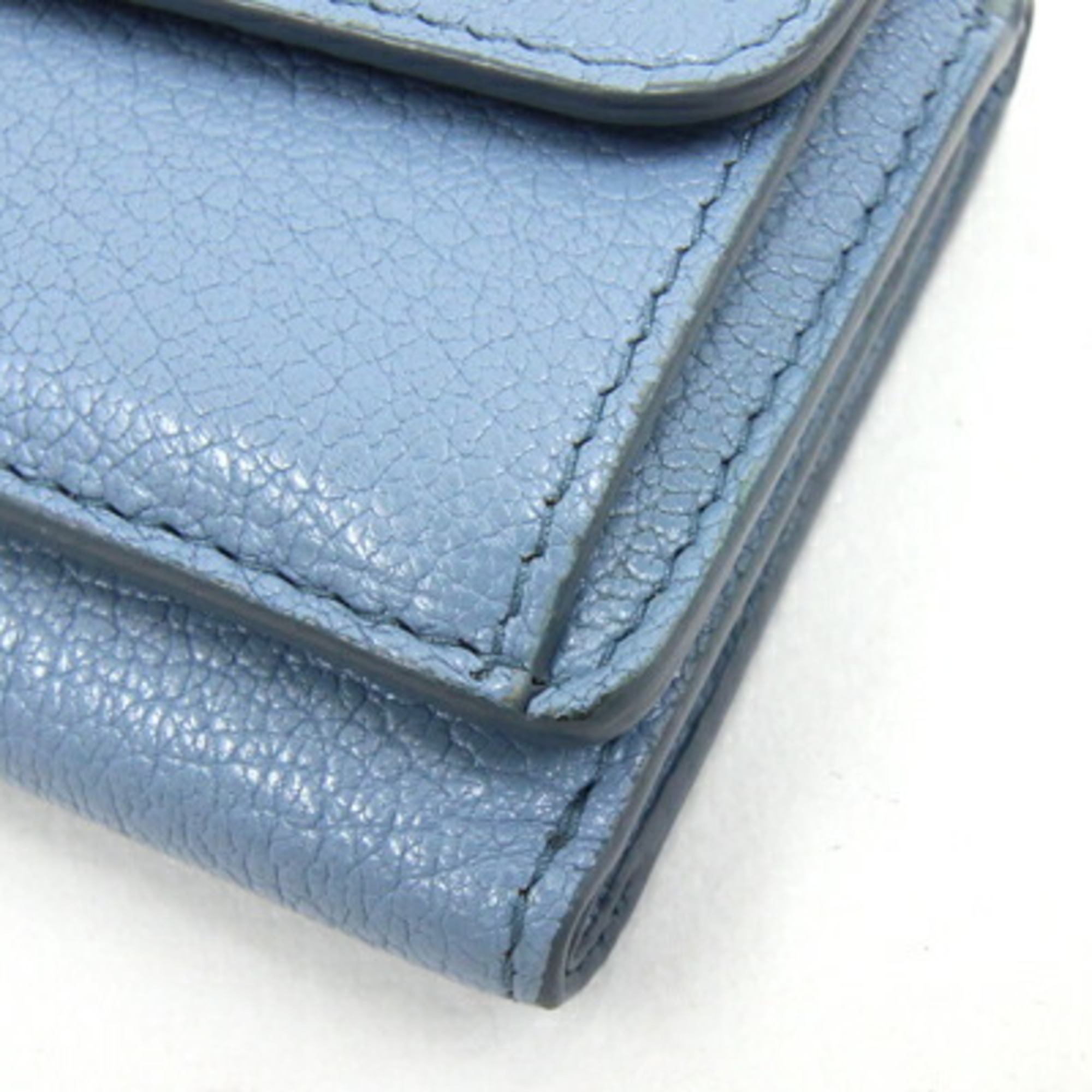 Miu Miu Miu Tri-fold Wallet 5MH020 Light Blue Leather Ribbon Compact Women's MIUMIU