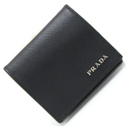 PRADA Coin Case 2MM935 Black Leather Purse Compact Wallet Men's