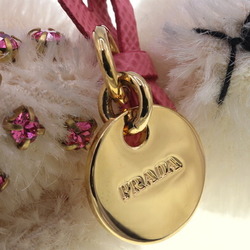 PRADA Keychain Ivory Pink Bag Charm Bear Keyring Women's