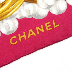 Chanel Stole Pink Gold Multicolor 100% Silk Fashion Camellia Old Women's CHANEL