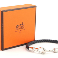 Hermes Bracelet Jumbo Black Silver Leather Metal Women's HERMES