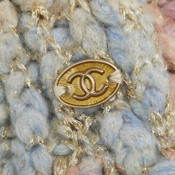 Chanel Coco Mark Pastel Glitter Scarf Pink Blue Multicolor Nylon Wool Women's CHANEL