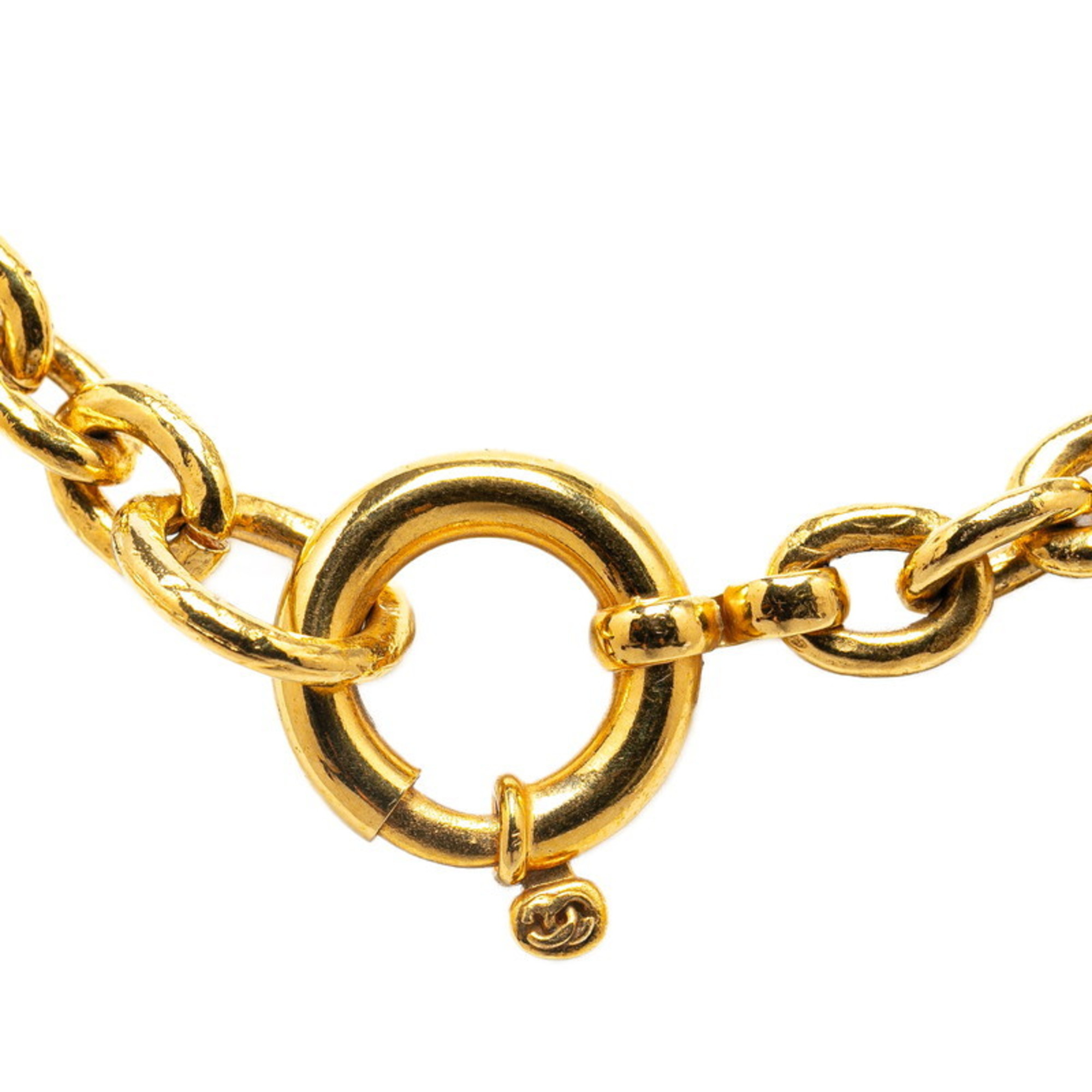 Chanel Coco Mark Round Necklace Gold Plated Women's CHANEL