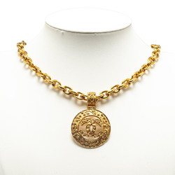 Chanel Coco Mark Round Necklace Gold Plated Women's CHANEL