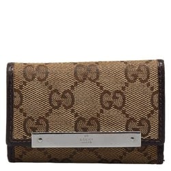 Gucci GG Canvas 6-ring Key Case 127048 Beige Brown Leather Women's GUCCI