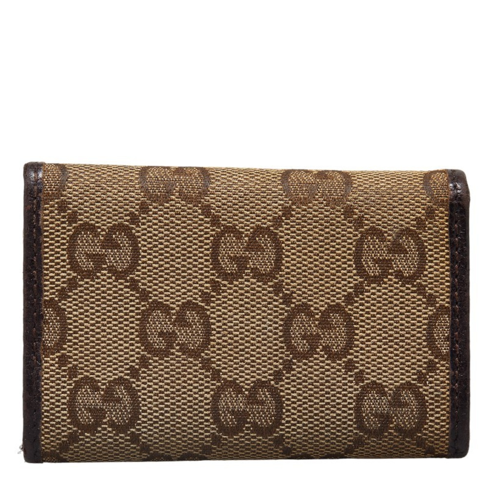 Gucci GG Canvas 6-ring Key Case 127048 Beige Brown Leather Women's GUCCI
