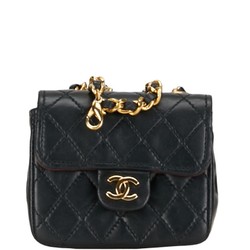 Chanel Matelasse Coco Mark Bag Charm Belt Black Leather Women's CHANEL