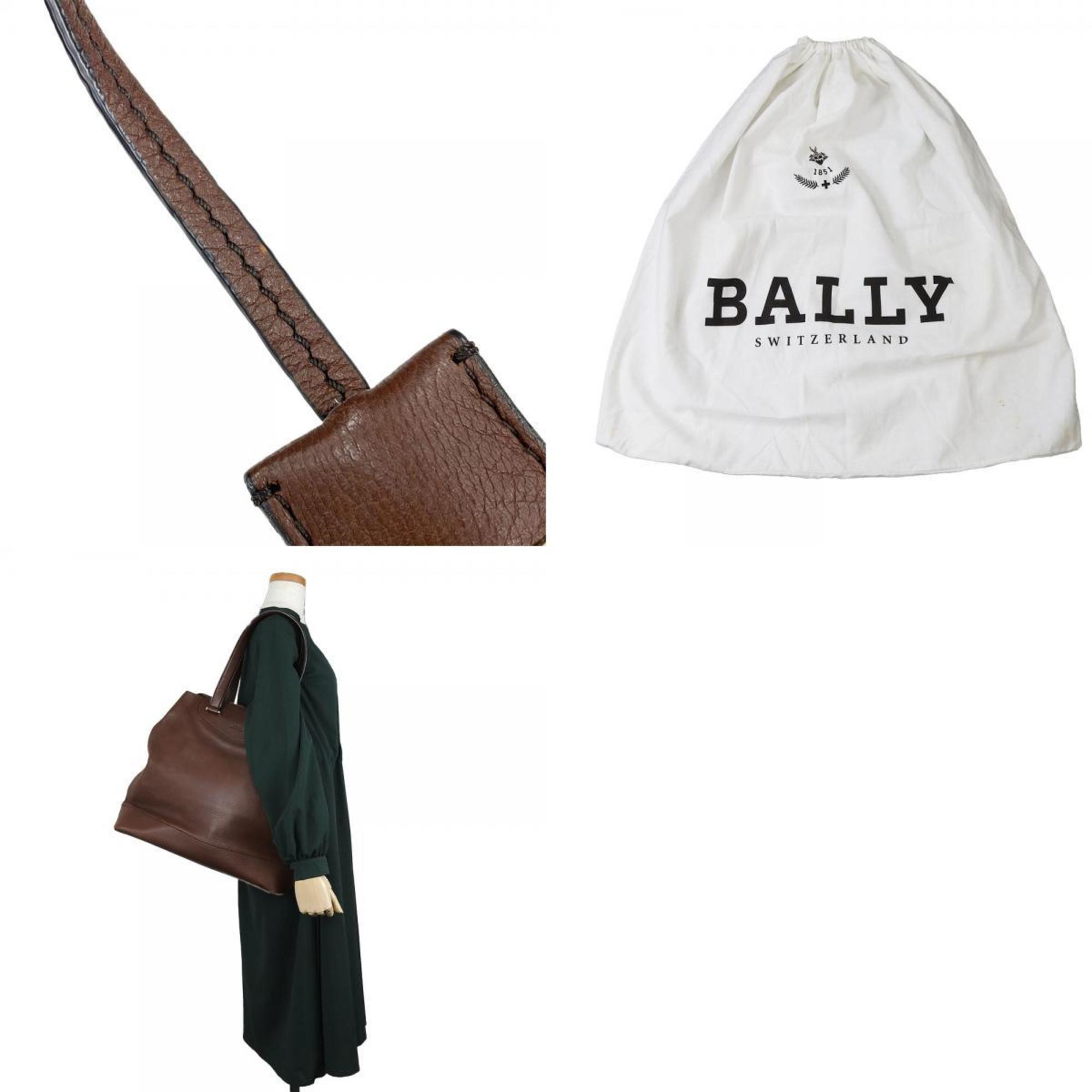 BALLY Tote Bag Leather Brown Buckskin Women's Men's