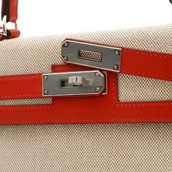 Hermes Kelly 28 Outer Stitching Handbag Toile H Swift Ecru Rouge Coeur Y Stamp
