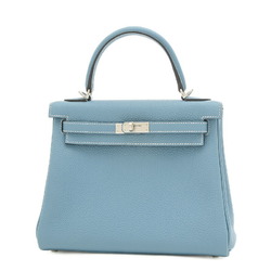 Hermes Kelly 25 Inner Stitching Handbag Togo New Blue Jean B Stamp