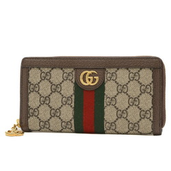 Gucci Ophidia GG Supreme Round Long Wallet Beige Brown 523154