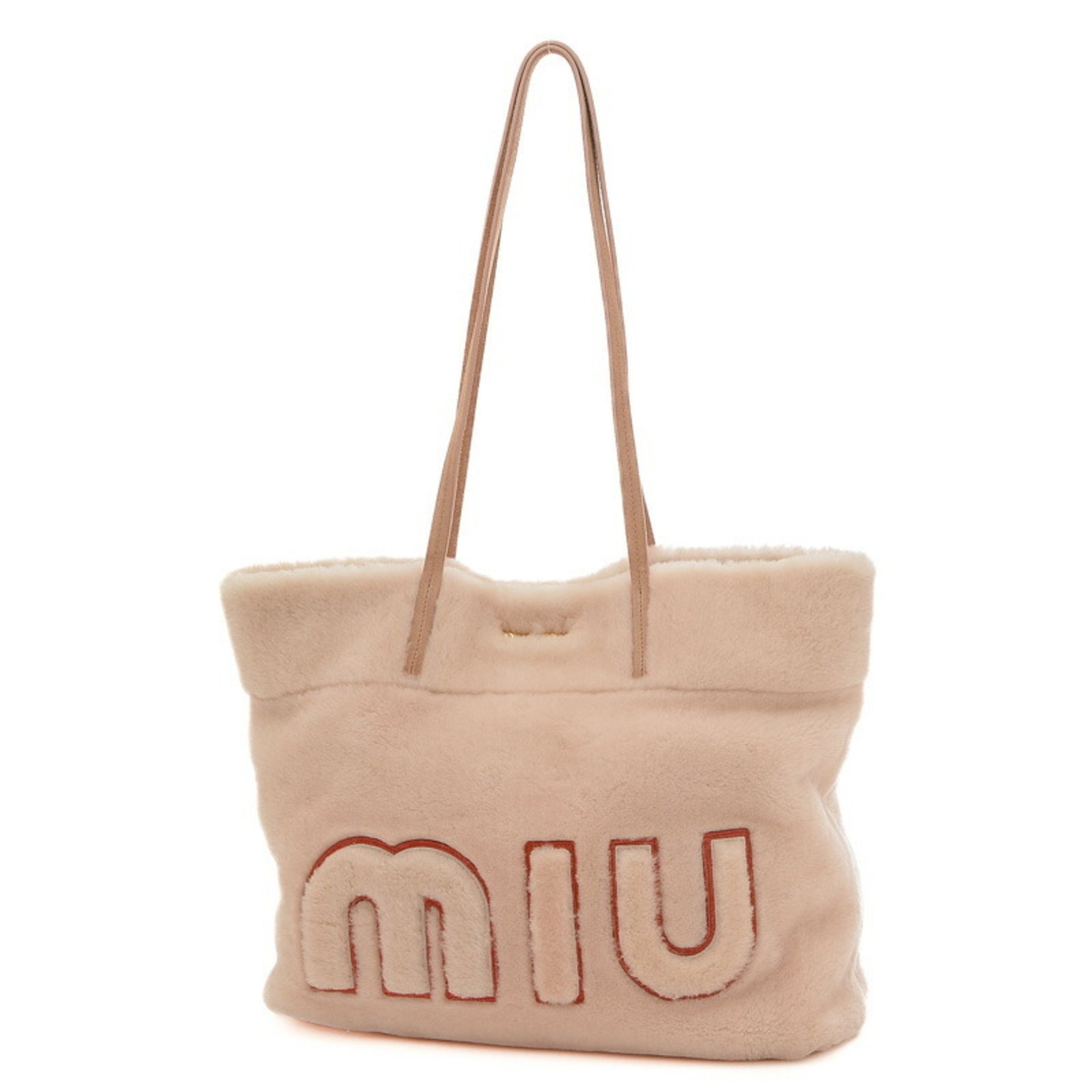 Miu Miu Miu Tote Bag Sheep Fur Pink 5BG083
