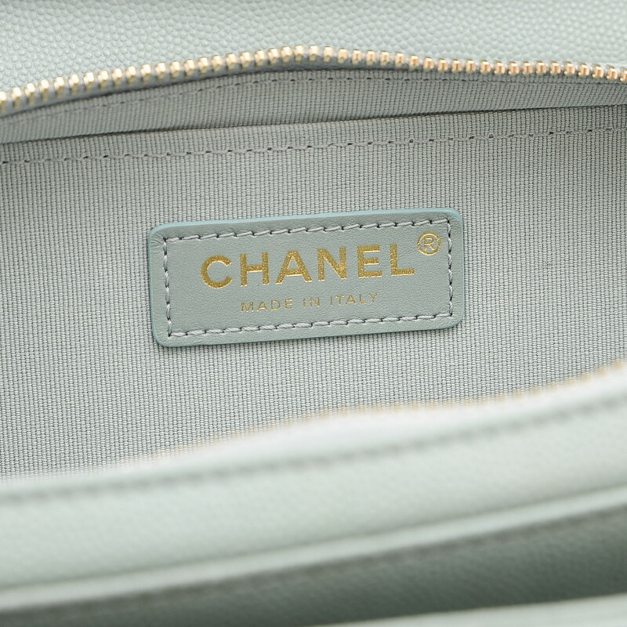 Chanel Matelasse Chain Shoulder Bag Caviar Blue Green AS3002