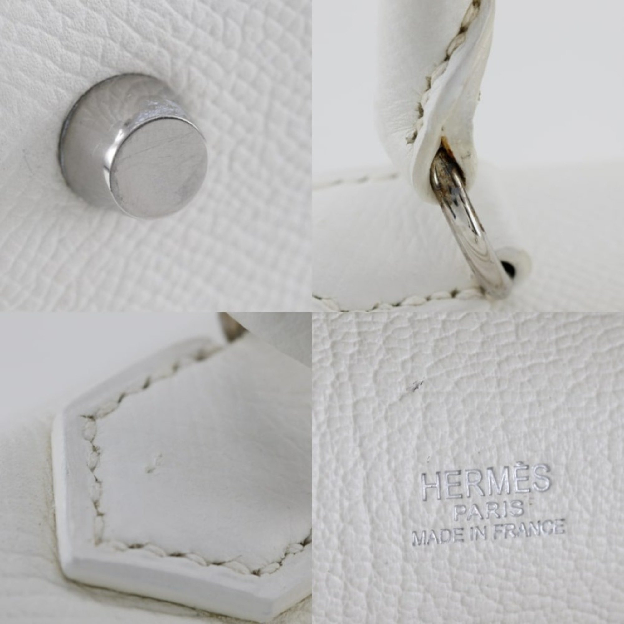 Hermes HERMES Sac Anvi 26 Handbag Veau Epsom 2007 White □K A5 Double Women's