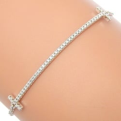 Tiffany & Co. T Smile Small Bracelet, K18 White Gold x Diamond, Approx. 2.4g, Small, Women's S