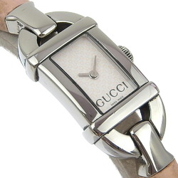 Gucci Bamboo Watch 6800L Stainless Steel x Rubber Pink Quartz Analog Display White Dial Women's