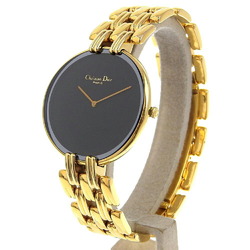 Dior Bakira Watch 47 154-2 Gold Plated Quartz Analog Display Black Dial Men's